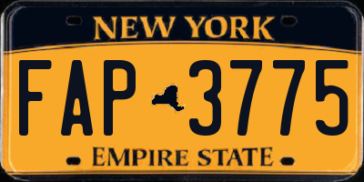 NY license plate FAP3775
