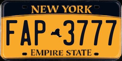 NY license plate FAP3777
