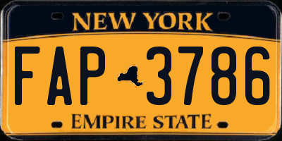 NY license plate FAP3786