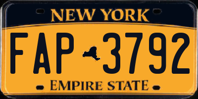 NY license plate FAP3792