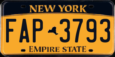 NY license plate FAP3793
