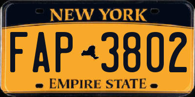 NY license plate FAP3802