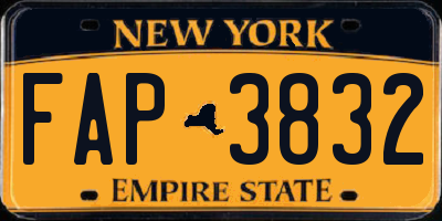 NY license plate FAP3832