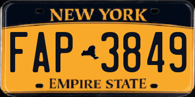 NY license plate FAP3849