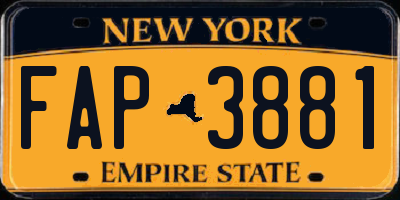 NY license plate FAP3881