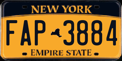 NY license plate FAP3884