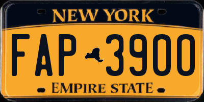 NY license plate FAP3900