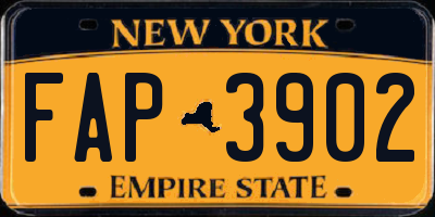 NY license plate FAP3902