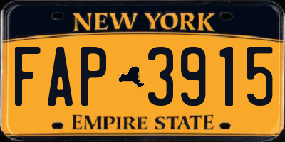 NY license plate FAP3915