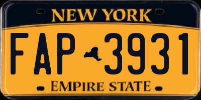 NY license plate FAP3931