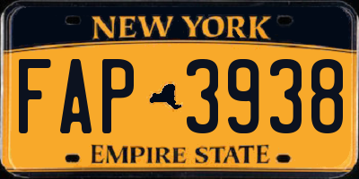 NY license plate FAP3938