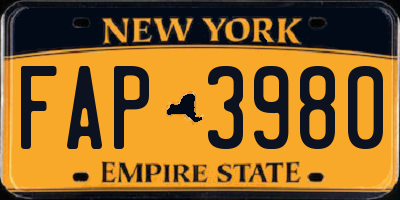 NY license plate FAP3980