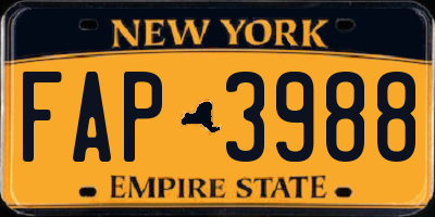 NY license plate FAP3988