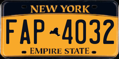 NY license plate FAP4032