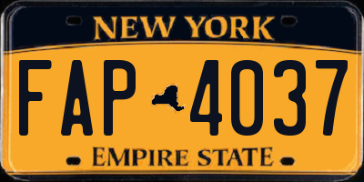 NY license plate FAP4037