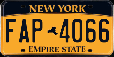 NY license plate FAP4066