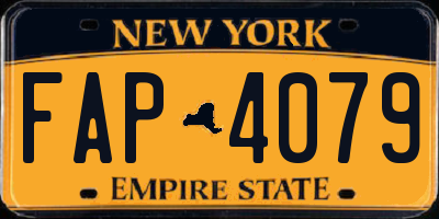 NY license plate FAP4079