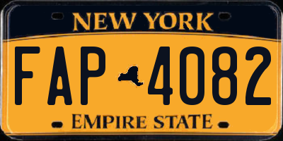 NY license plate FAP4082