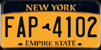 NY license plate FAP4102