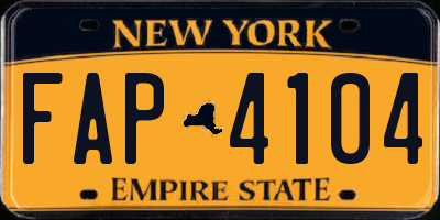 NY license plate FAP4104