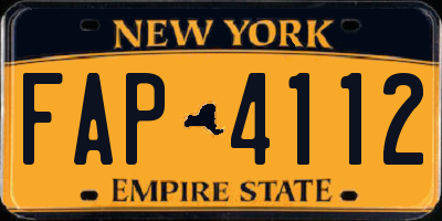 NY license plate FAP4112