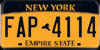 NY license plate FAP4114