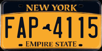 NY license plate FAP4115