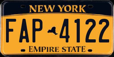 NY license plate FAP4122