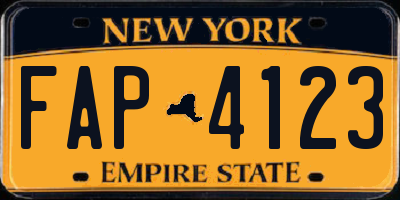 NY license plate FAP4123