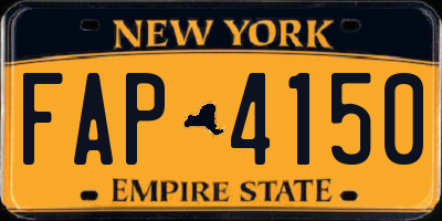 NY license plate FAP4150