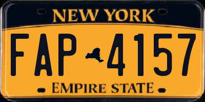 NY license plate FAP4157