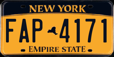 NY license plate FAP4171