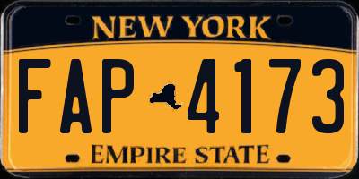 NY license plate FAP4173