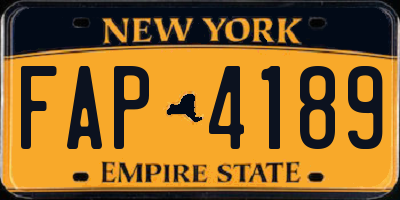 NY license plate FAP4189