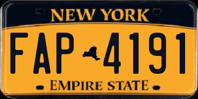 NY license plate FAP4191