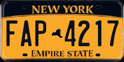 NY license plate FAP4217
