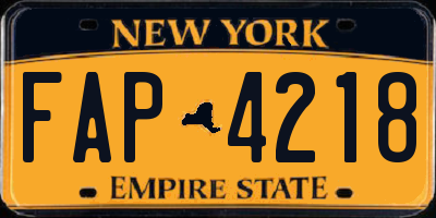 NY license plate FAP4218