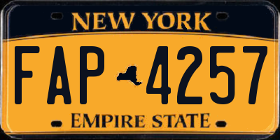 NY license plate FAP4257