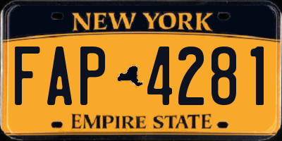 NY license plate FAP4281