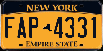 NY license plate FAP4331