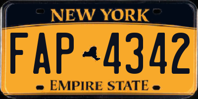 NY license plate FAP4342