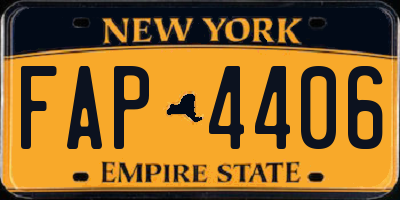 NY license plate FAP4406