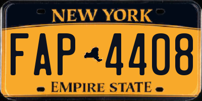 NY license plate FAP4408