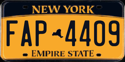 NY license plate FAP4409