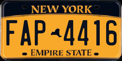 NY license plate FAP4416