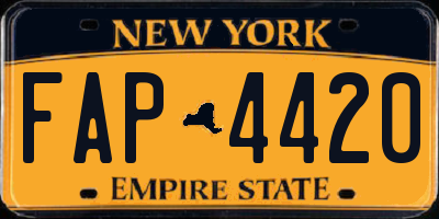 NY license plate FAP4420