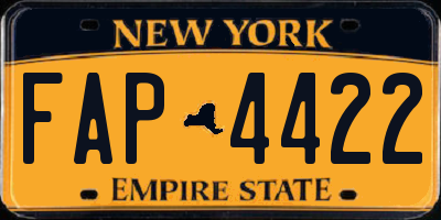 NY license plate FAP4422
