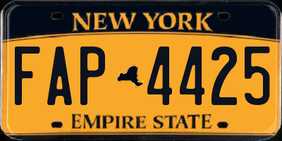 NY license plate FAP4425