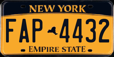 NY license plate FAP4432