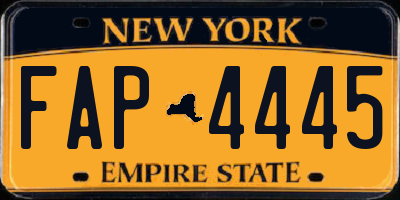 NY license plate FAP4445